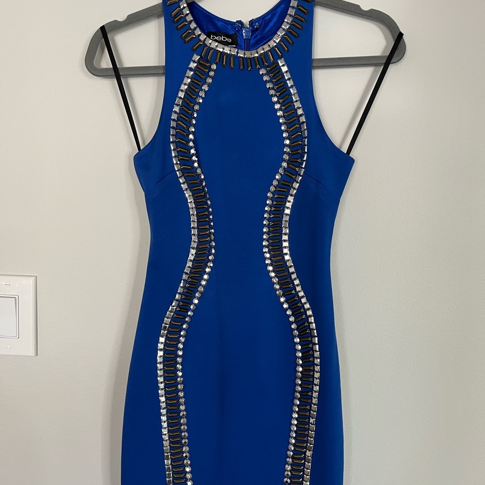 Bebe Blue Embellished Women's Dress